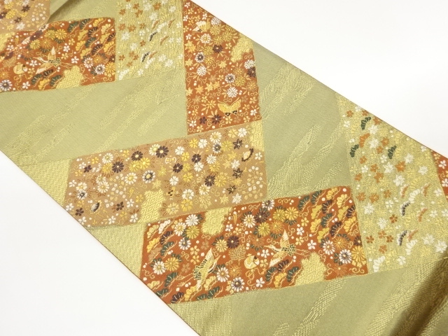 JAPANESE FUKURO OBI / WOVEN FLORAL PLANTS